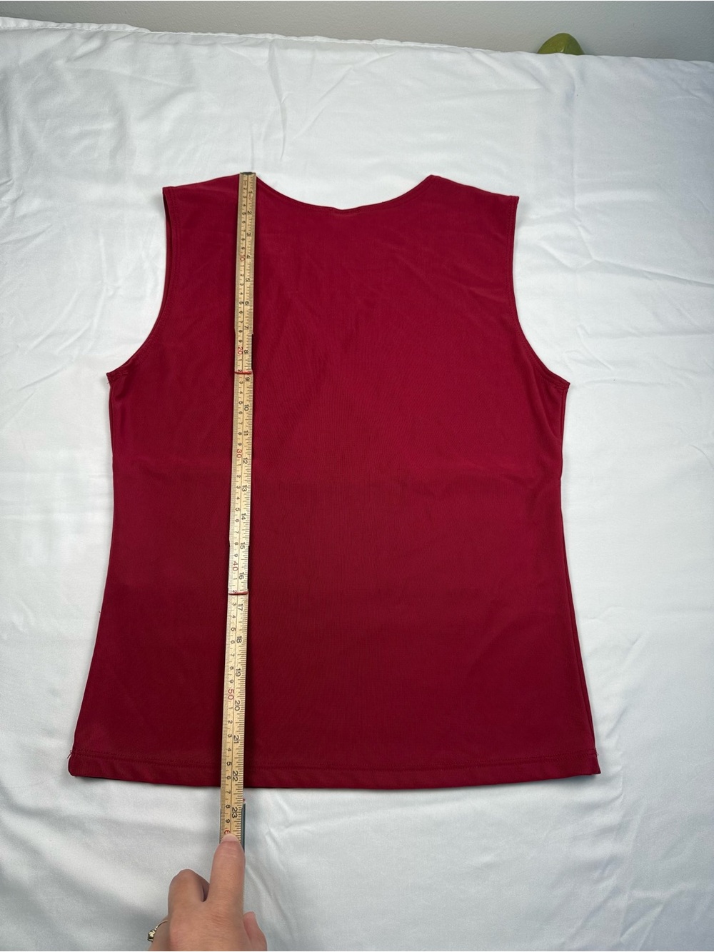Suzy Women's Sleeveless V-Neck Mock Wrap Tank Top Deep Red Size XL Stretch - Picture 7 of 7